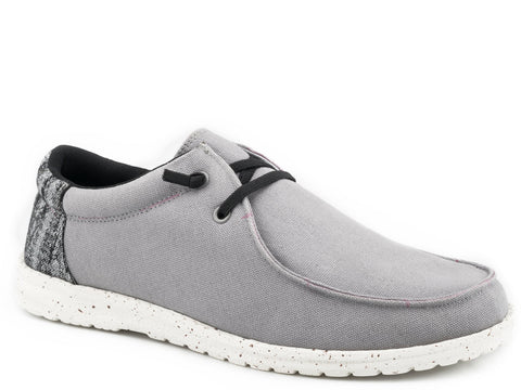 Roper Mens Grey Fabric Hang Loose Canvas Loafer Shoes