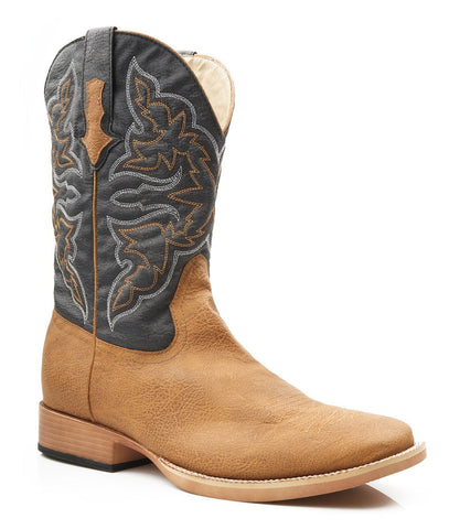 Roper Mens Square Toe Tan Faux Leather Western Cowboy Boots