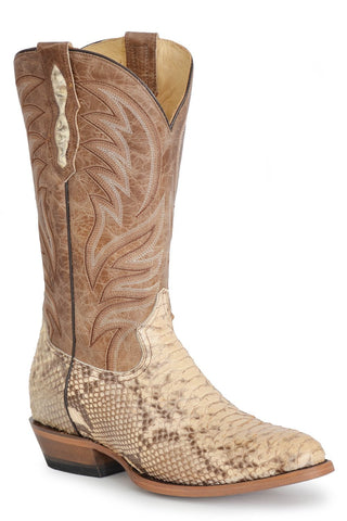 Roper Mens Natural Leather Peyton Python 13In Cowboy Boots