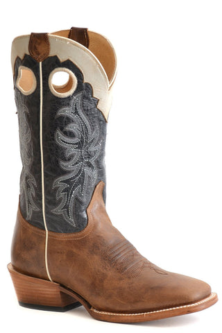Roper Mens Tan/Black Leather Ride Em Cowboy Cowboy Boots