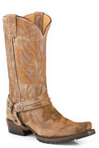 Roper Mens Waxy Brown Leather Desert Sand Lug Cowboy Boots