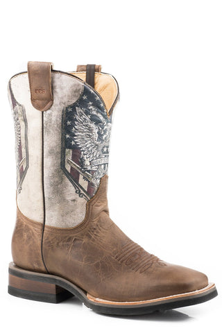 Roper Mens Brown Leather 2nd Amendment Ccs Cowboy Boots