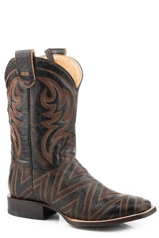 Roper Mens Brown Leather Criss Cross CCS Cowboy Boots