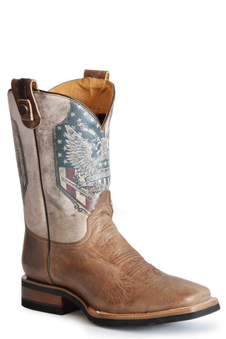 Roper Mens Brown Leather 2nd Amendment Ccs Cowboy Boots