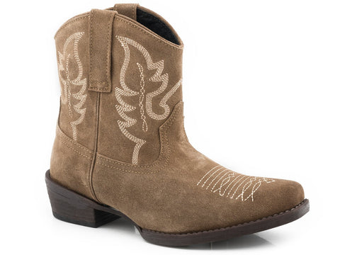 Roper Womens Tan Leather Dusty II Shorty Cowboy Boots
