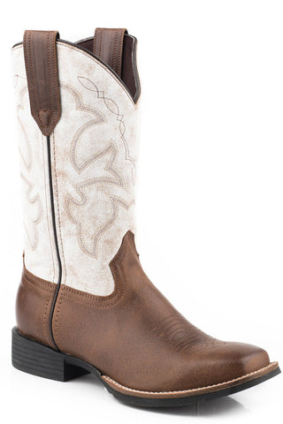Roper Womens Tan/White Leather Monterey 11In Cowboy Boots