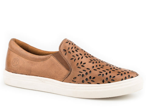 Roper Burnished Womens Leopard Tan Leather Mane Loafer Shoes