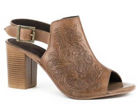 Roper Womens Beige Leather Mika Heels Sandal Shoes