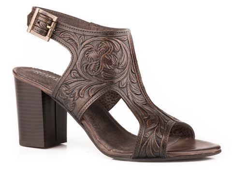 Roper Womens Brown Leather Mika II Strap Heel Sandal Shoes
