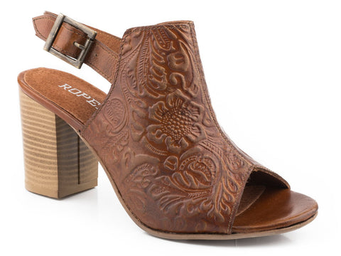 Roper Womens Tan Leather Mika II 3In Heel Sandal Shoes