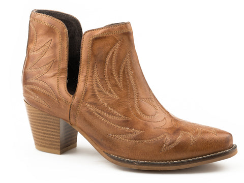 Roper Womens Tan Leather Rowdy Bootie Ankle Boots