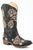 Roper Womens Black Faux Leather Riley Flowers Cowboy Boots
