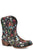 Roper Floral Womens Black Faux Leather Ingrid Cowboy Boots