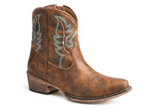 Roper Womens Cognac Faux Leather Shay Cowboy Boots