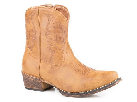Roper Womens Tan Faux Leather Shay 7In Cowboy Boots