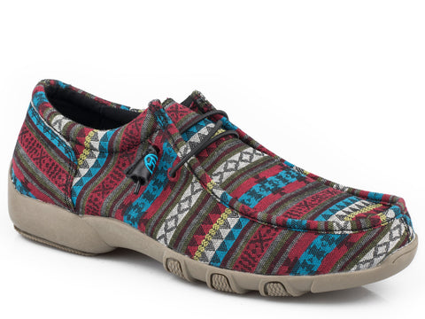 Roper Womens Multi-Color Canvas Chillin Aztec Oxford Shoes