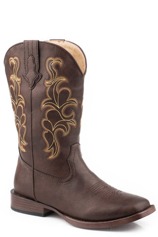 Roper Womens Brown Faux Leather Classic Cowboy Boots