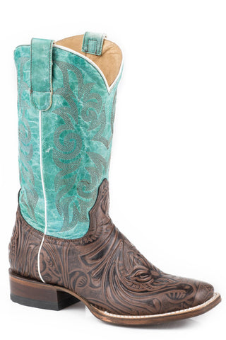 Roper Womens Turquoise Leather Florence Cowboy Boots