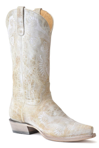 Roper Womens Vintage White Leather Wedding Cowboy Boots