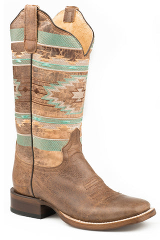 Roper Womens Brown Leather Flex Mesa Cowboy Boots