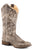 Roper Womens Brown Leather Desert Rose Wide Calf Cowboy Boots