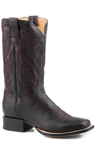 Roper Womens Black/Win Leather Brook Brushoff Cowboy Boots