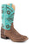 Roper Womens Brown/Turquoise Leather Ruby Native Embroidery Design On Turquoise Shaft Cowboy Boots