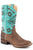 Roper Womens Brown/Turquoise Leather Ruby Native Embroidery Design On Turquoise Shaft Cowboy Boots
