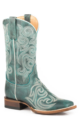 Roper Womens Vintage Turquoise Leather Blair Cowboy Boots