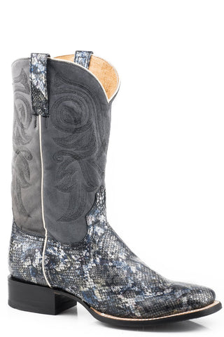 Roper Womens Blue/Black Leather Perle Python Cowboy Boots