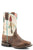 Roper Youth Boys Tan/White Leather Arrow Feather 10In Cowboy Boots