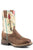 Roper Boys Youth Tan Leather Arrow Feather Geo Cowboy Boots