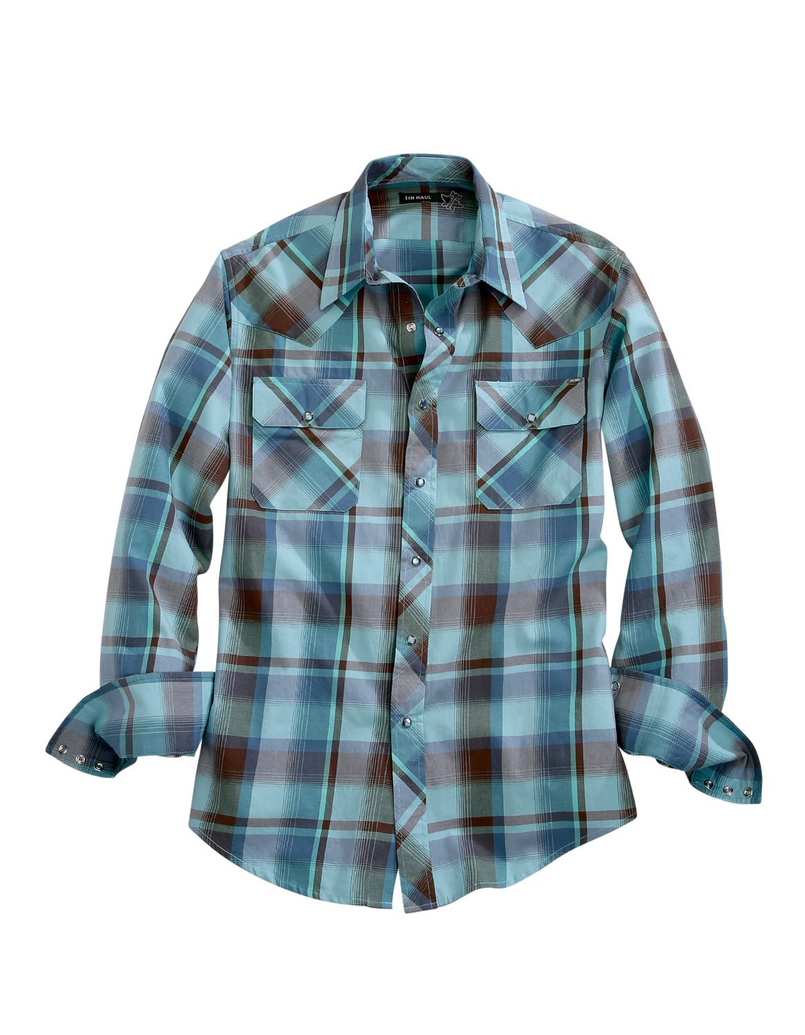 Tin Haul Mens Blue 100% Cotton West Check L/S Shirt – The Western