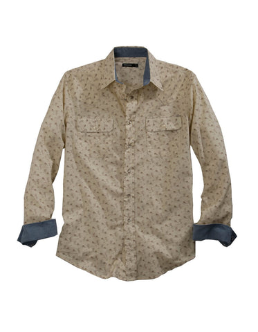Tin Haul Mens Cream 100% Cotton Vintage Rider L/S Shirt