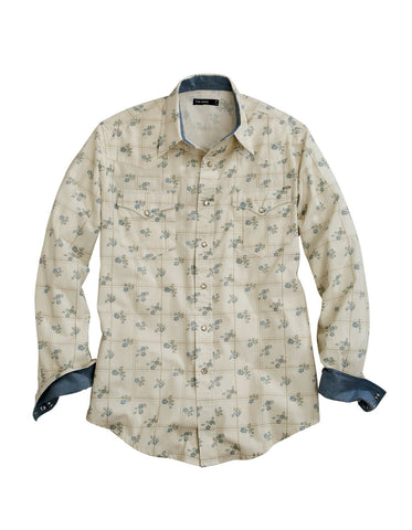 Tin Haul Mens White 100% Cotton Cowboy Floral L/S Shirt