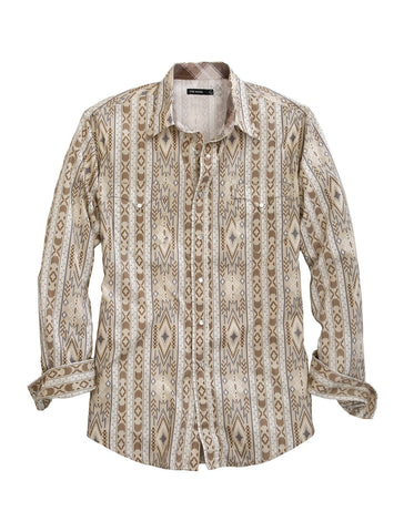 Tin Haul Mens Grey 100% Cotton Tribal Wallpaper L/S Shirt