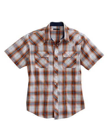Tin Haul Mens Orange 100% Cotton Diamond Dobby S/S Shirt