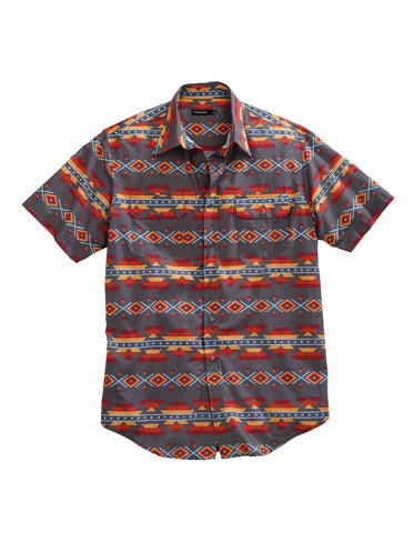 Tin Haul Mens Grey 100% Cotton Fire Aztec S/S Shirt