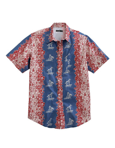 Tin Haul Mens Multi-Color 100% Cotton Paniolo Tropical BD S/S Shirt