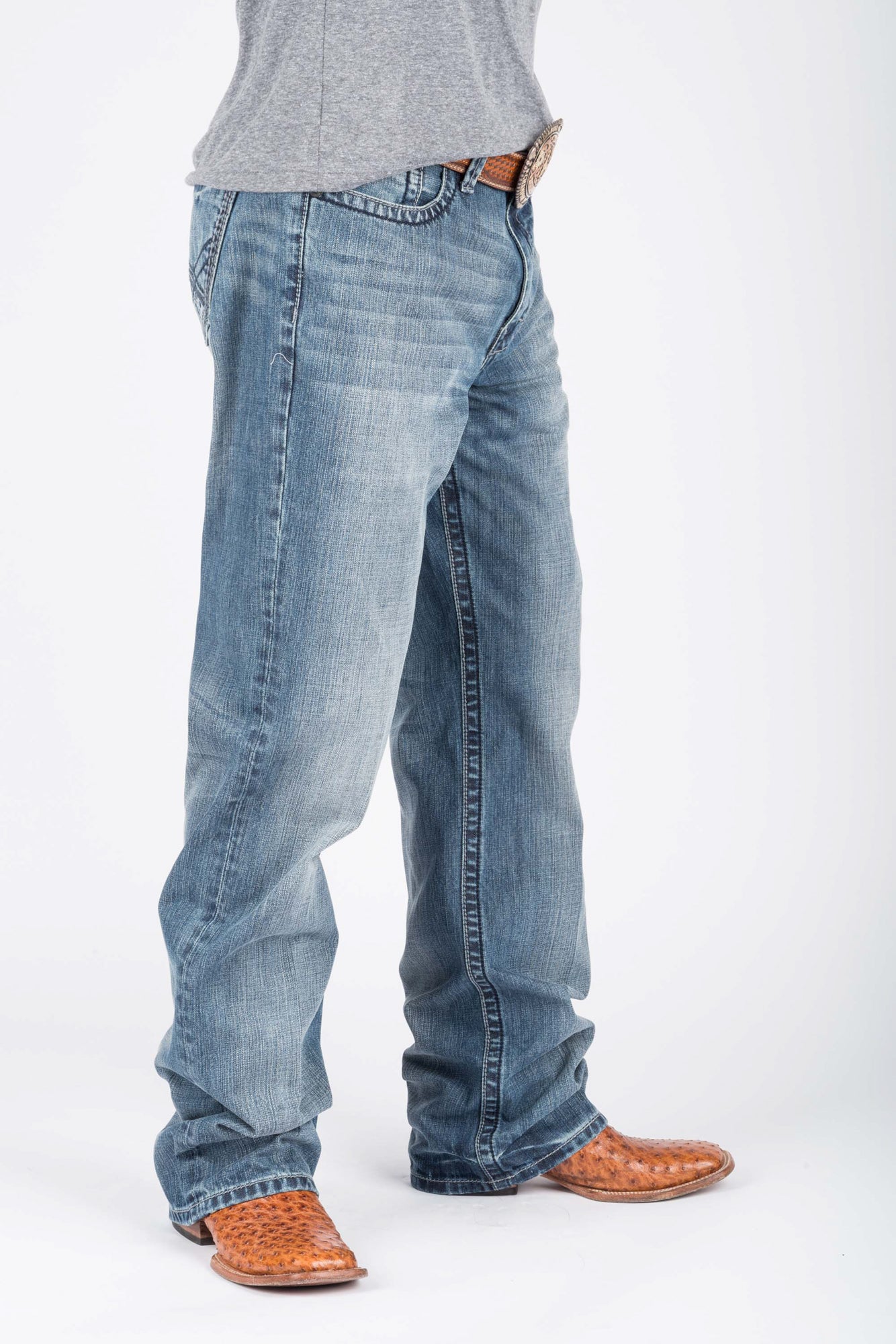 Tin Haul Mens Blue 100% Cotton Lined Deco Stitch Jeans – The