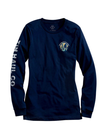 Tin Haul Womens Blue 100% Cotton Explorer Logo L/S T-Shirt