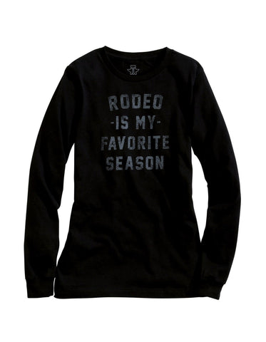 Tin Haul Womens Black 100% Cotton Rodeo Is My Favorite L/S T-Shirt