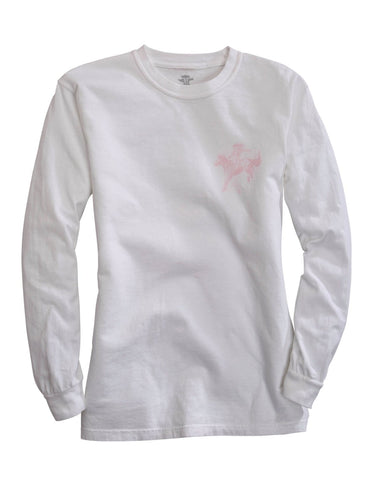 Tin Haul Womens White 100% Cotton Blush Lady Bronc L/S T-Shirt