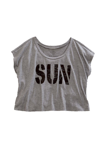 Tin Haul Sun Womens Grey Cotton Blend Crop Top S/S T-Shirt