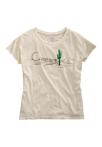 Tin Haul Womens White 100% Cotton Cactus Scape S/S T-Shirt