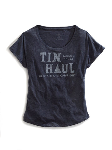 Tin Haul Womens Blue 100% Cotton State Camp Out S/S T-Shirt