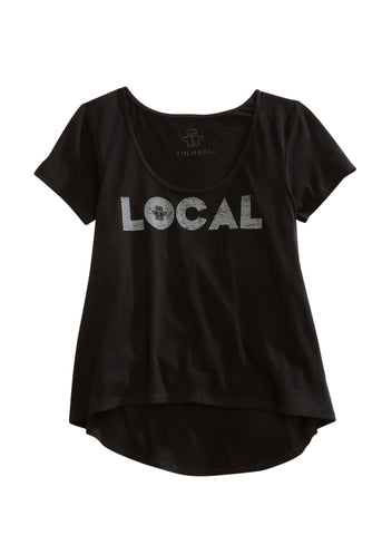 Tin Haul Womens Black 100% Cotton Distress Local S/S T-Shirt