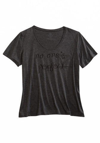 Tin Haul Womens Grey 100% Cotton No Ones Perfect S/S T-Shirt