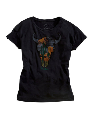 Tin Haul Womens Black 100% Cotton Arrowhead Cactus S/S T-Shirt