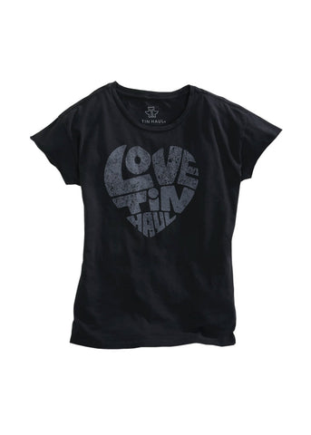Tin Haul Womens Black 100% Cotton Love S/S T-Shirt